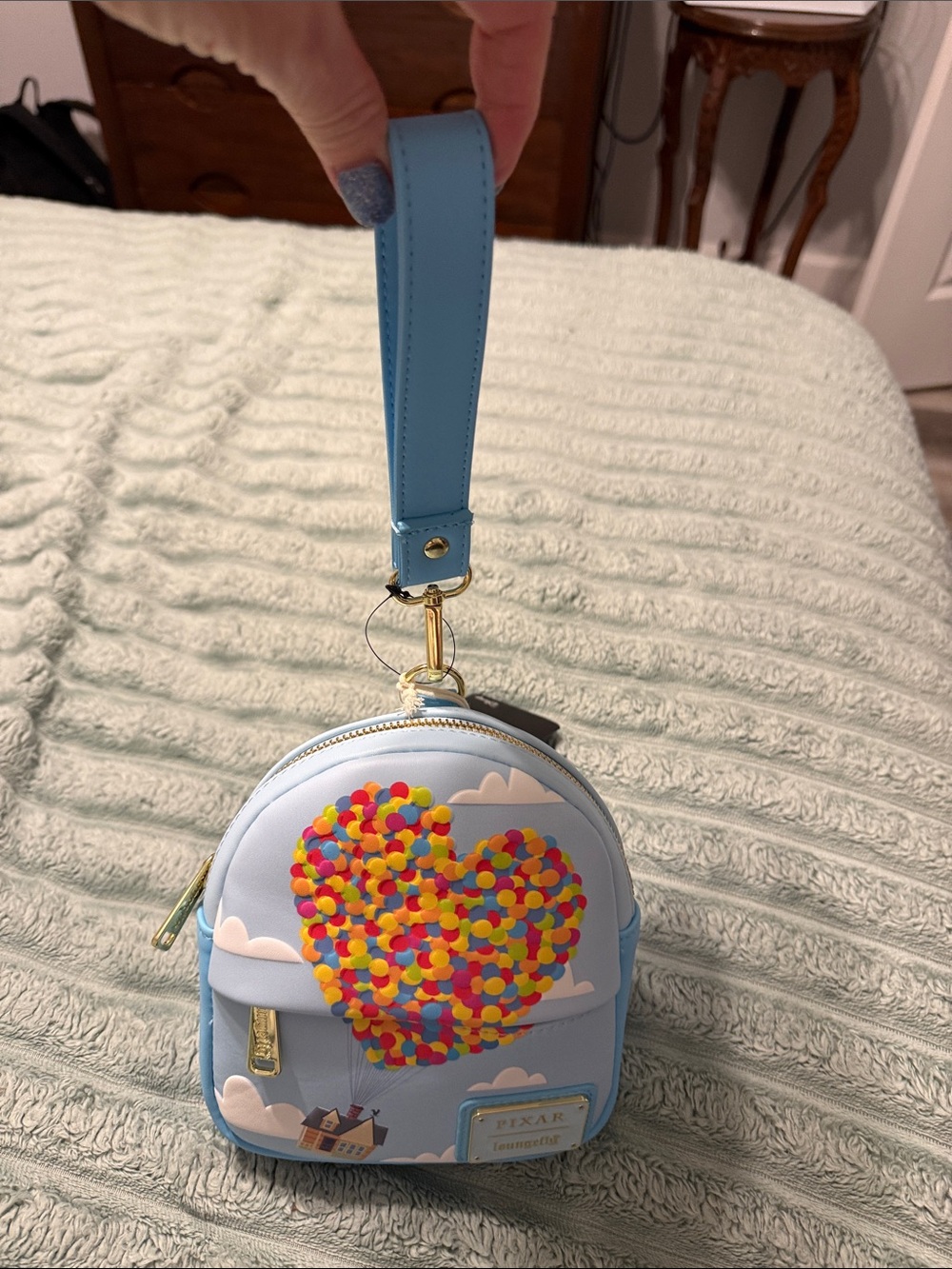 Blue 'Up' Heart Balloon Mini Backpack/Wristlet - Picture 3 of 3